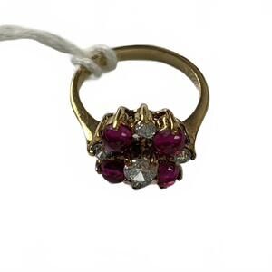 Catalina Island Gold over Sterling Silver Ruby & Quartz Maltese Cross Ring